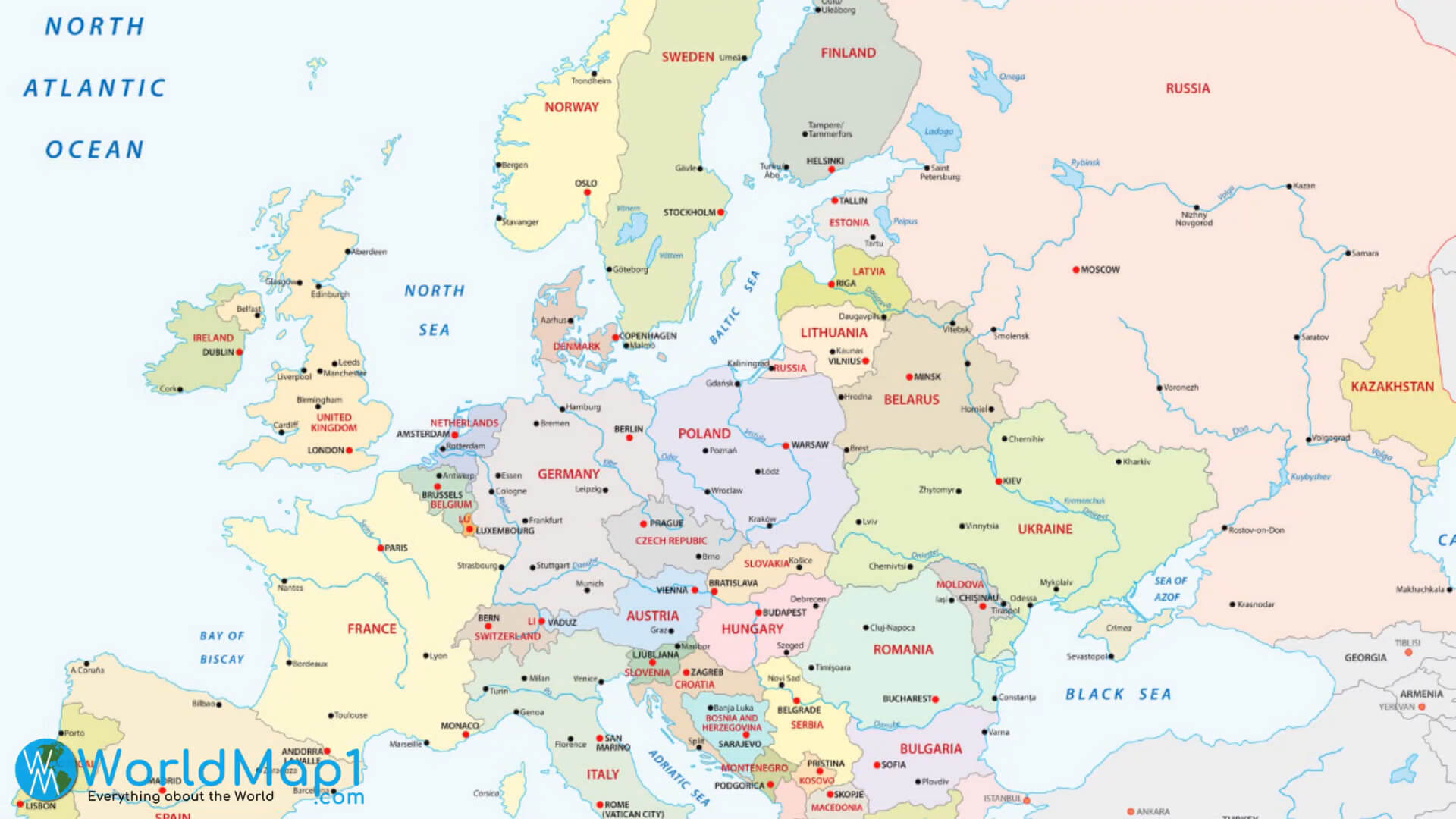Political Map of Belarus with European Countries